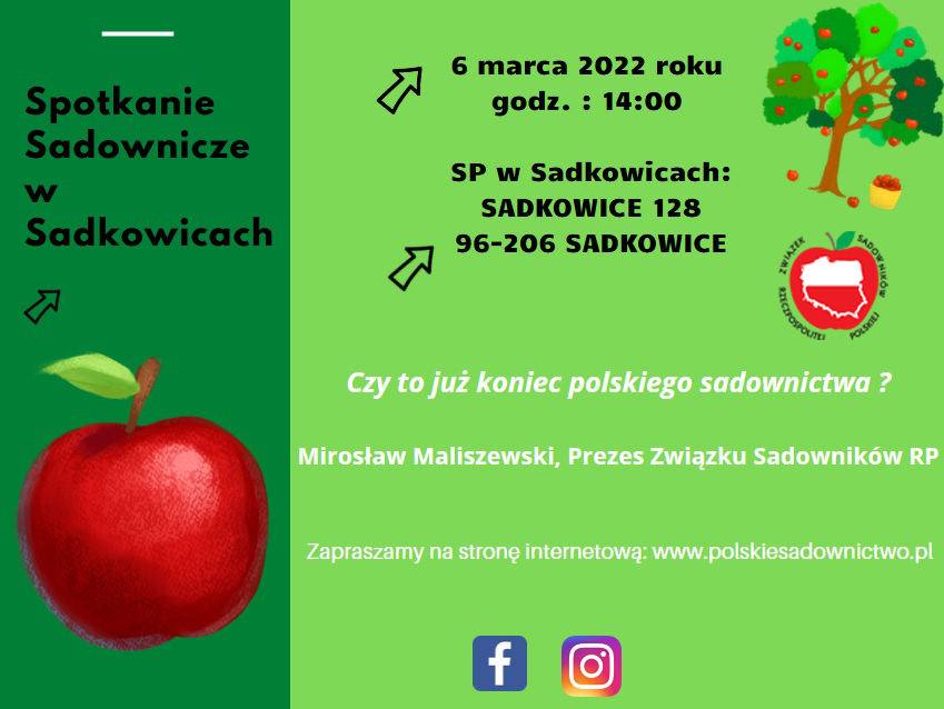 Spotkanie  Sadownicze w Sadkowicach - niedziela 6 marca