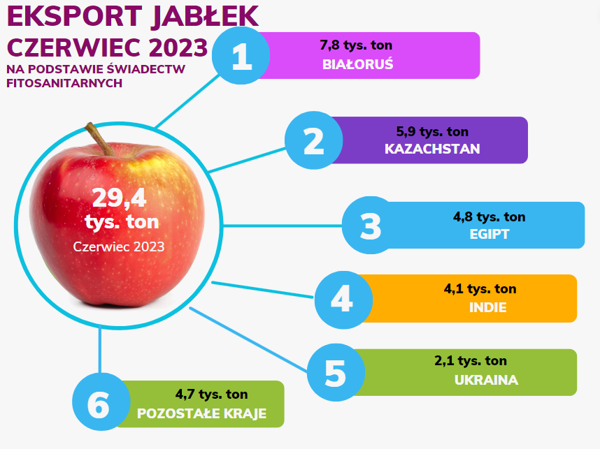Eksport jabłek w Czerwcu 2023 — do jakich krajów?